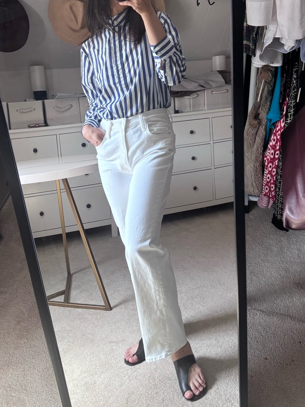 J. Crew Blue and White Striped Button-Up Shirt